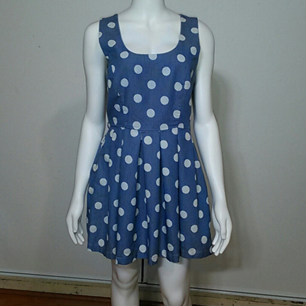 MONTEAU • Chambray White Polka Dot Minidress / (S)